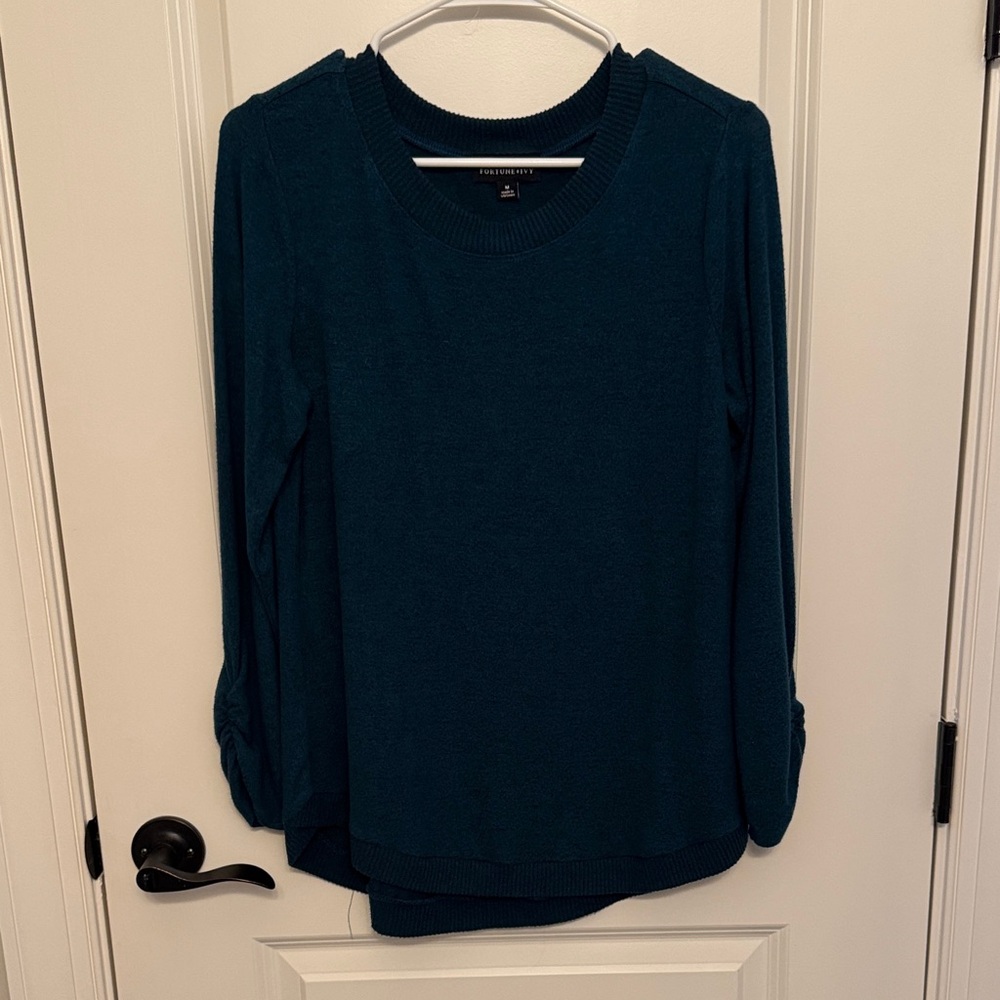 Chic Teal Long Sleeve Blouse
